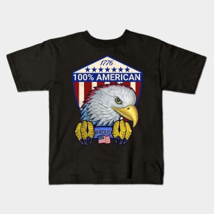 1776 red white blue eagle with flag 100% American Proud Kids T-Shirt